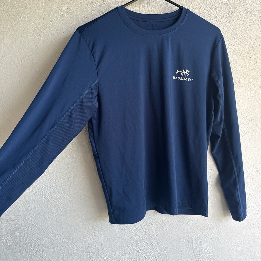 Bassdash Long-Sleeve Crew Performance Shirt - Navy Blue